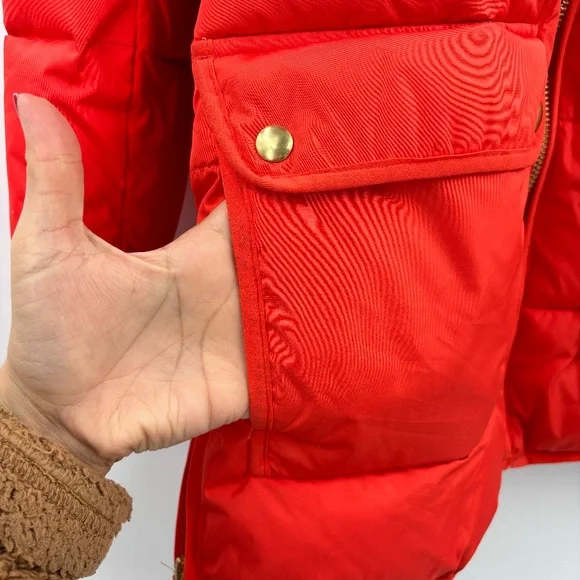 J Crew Women's Signature Puffer Red Orange Size XSP - Picture 6 of 13